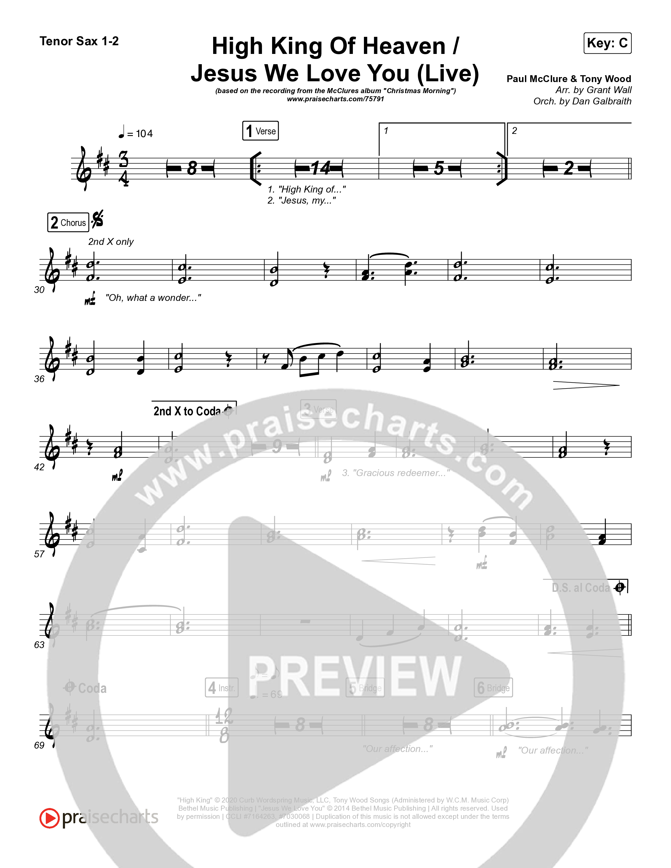 High King Of Heaven / Jesus We Love You (Live) Tenor Sax 1/2 (The McClures / Hannah McClure / Paul McClure)