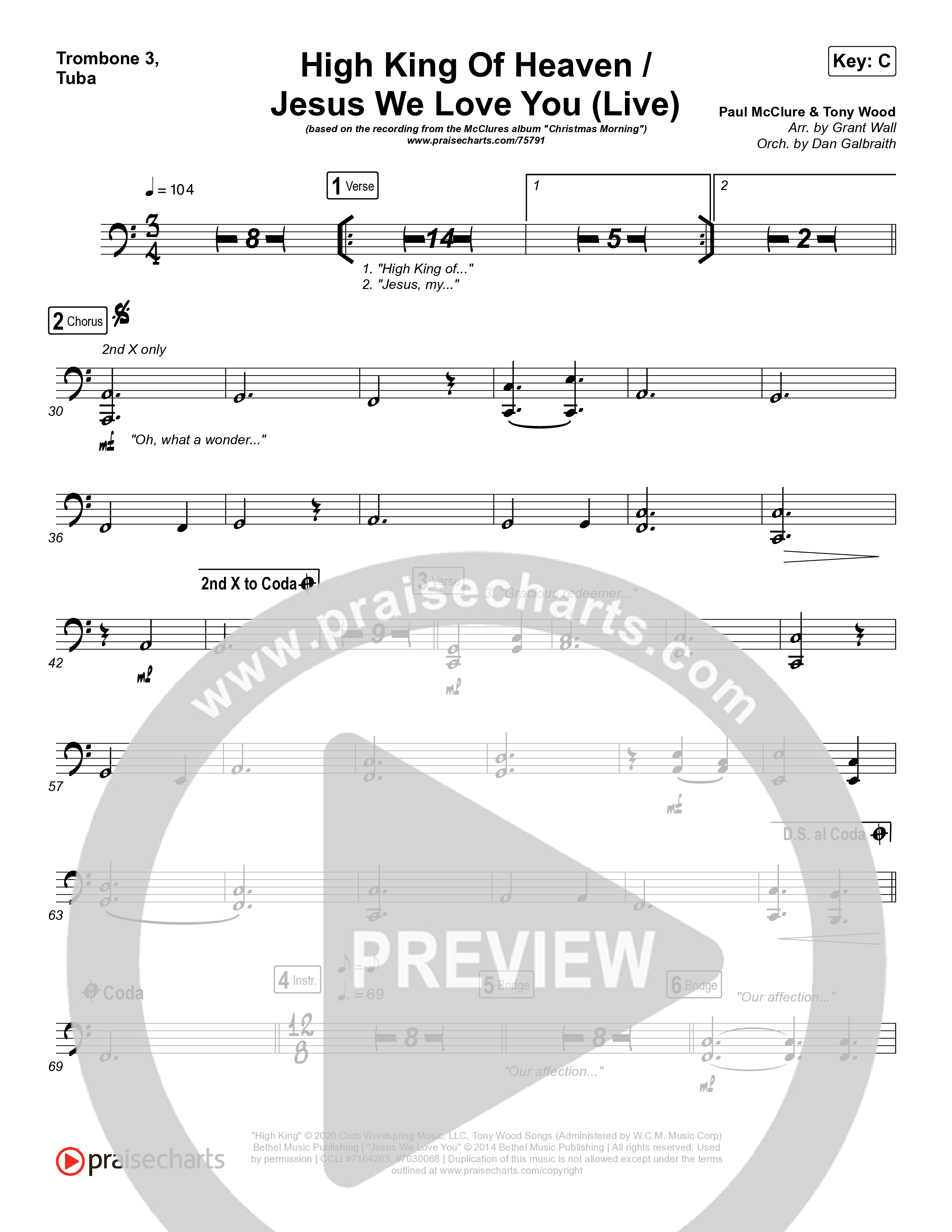 High King Of Heaven / Jesus We Love You (Live) Trombone 3/Tuba (The McClures / Hannah McClure / Paul McClure)