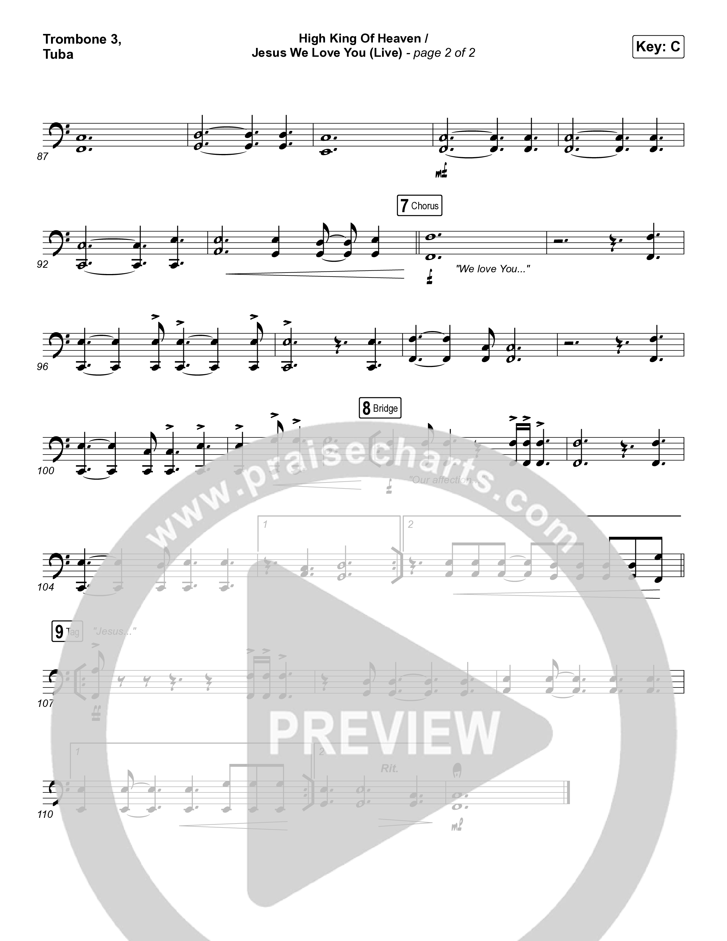 High King Of Heaven / Jesus We Love You (Live) Trombone 3/Tuba (The McClures / Hannah McClure / Paul McClure)