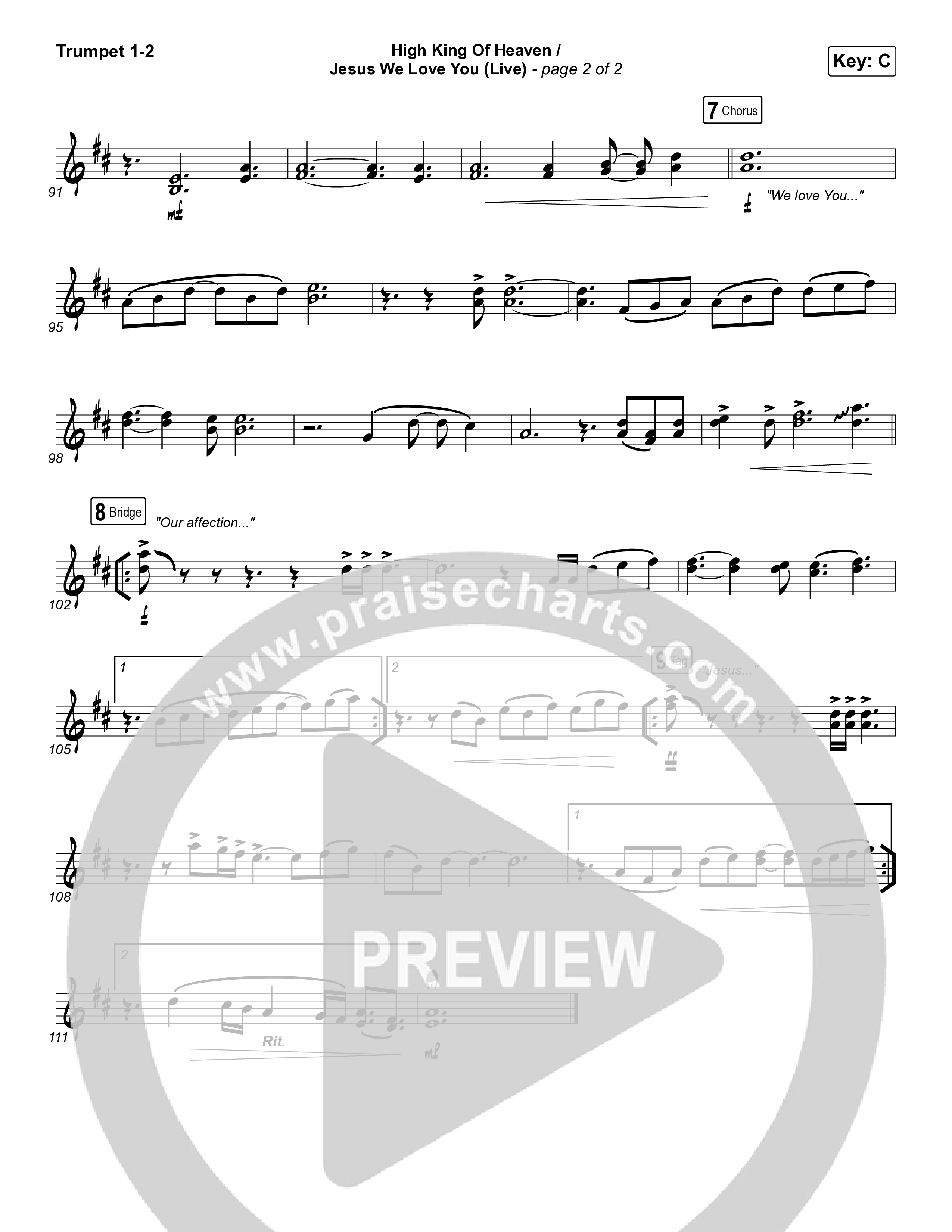 High King Of Heaven / Jesus We Love You (Live) Trumpet 1,2 (The McClures / Hannah McClure / Paul McClure)