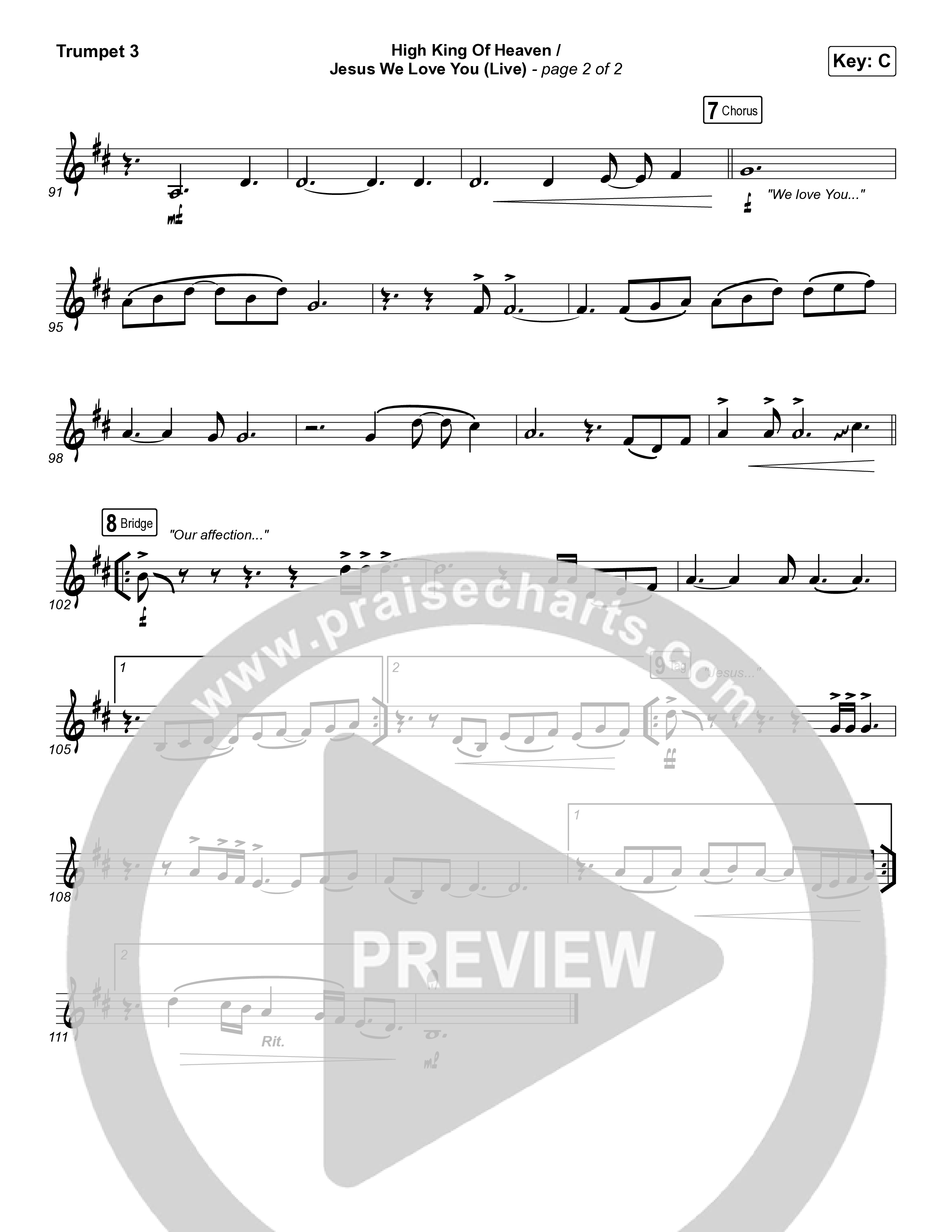 High King Of Heaven / Jesus We Love You (Live) Trumpet 3 (The McClures / Hannah McClure / Paul McClure)