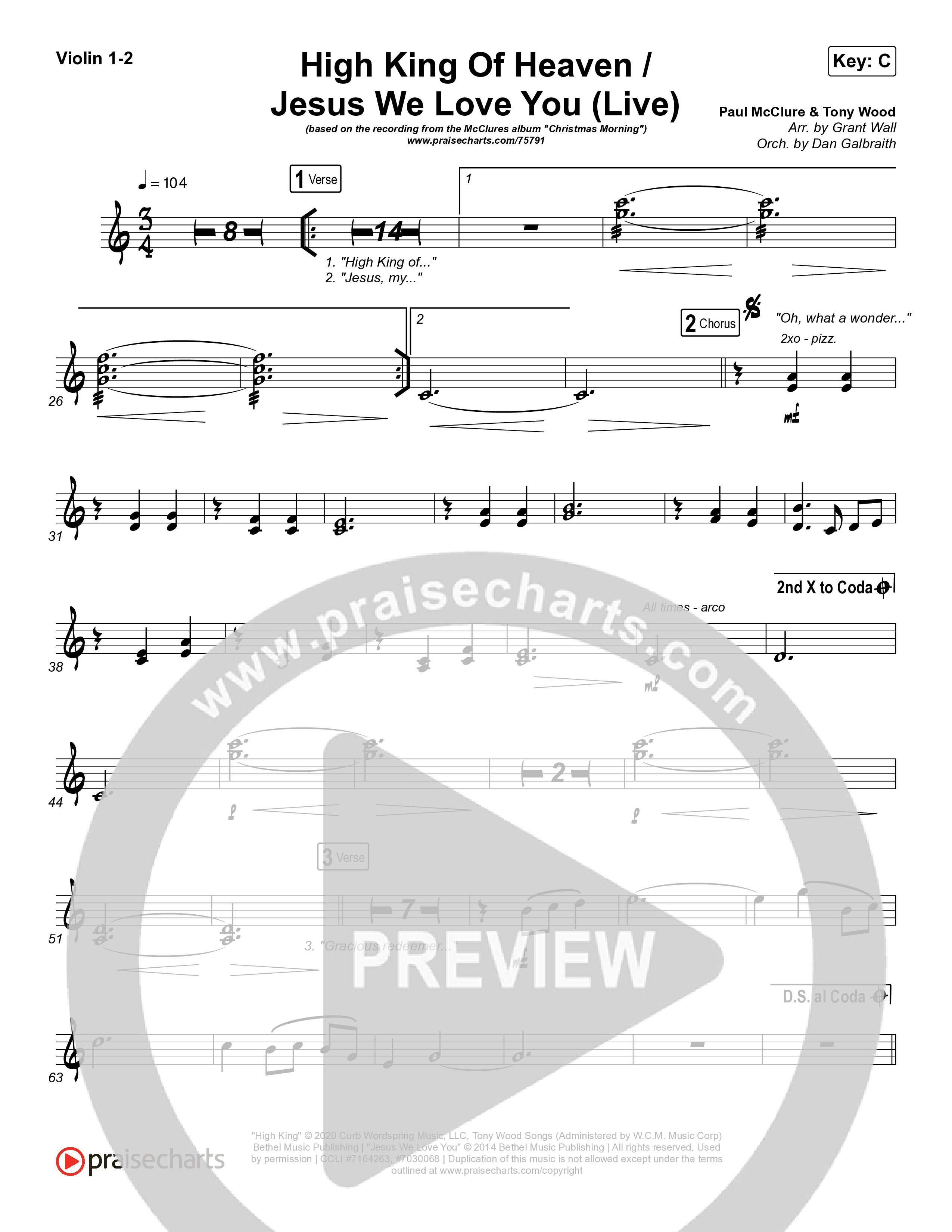 High King Of Heaven / Jesus We Love You (Live) Violin 1/2 (The McClures / Hannah McClure / Paul McClure)