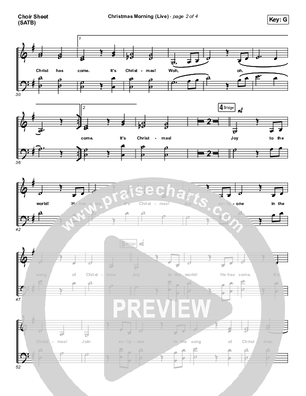 Christmas Morning (Live) Choir Sheet (SATB) (The McClures / Hannah McClure / Paul McClure)