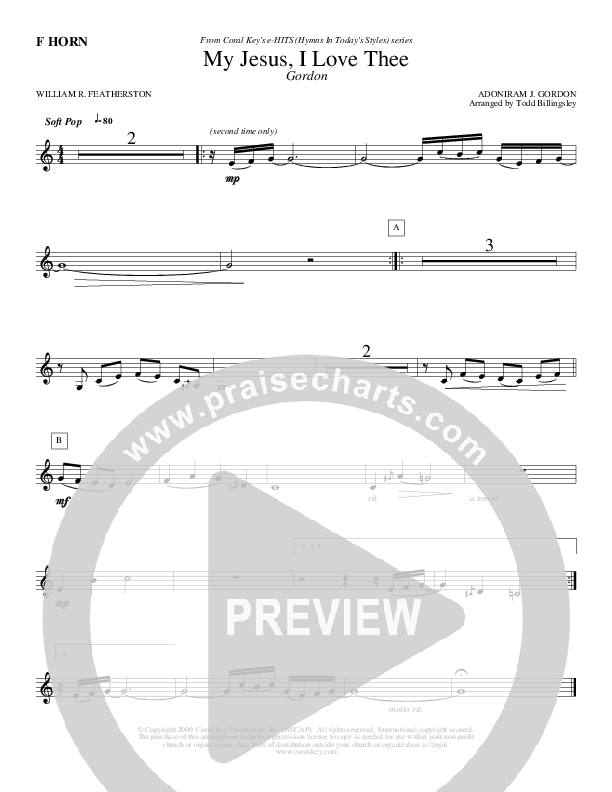 My Jesus I Love Thee French Horn (Todd Billingsley)