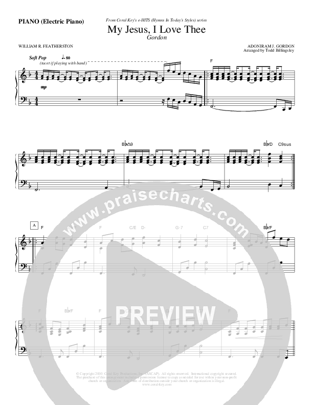 My Jesus I Love Thee Piano Sheet (Todd Billingsley)