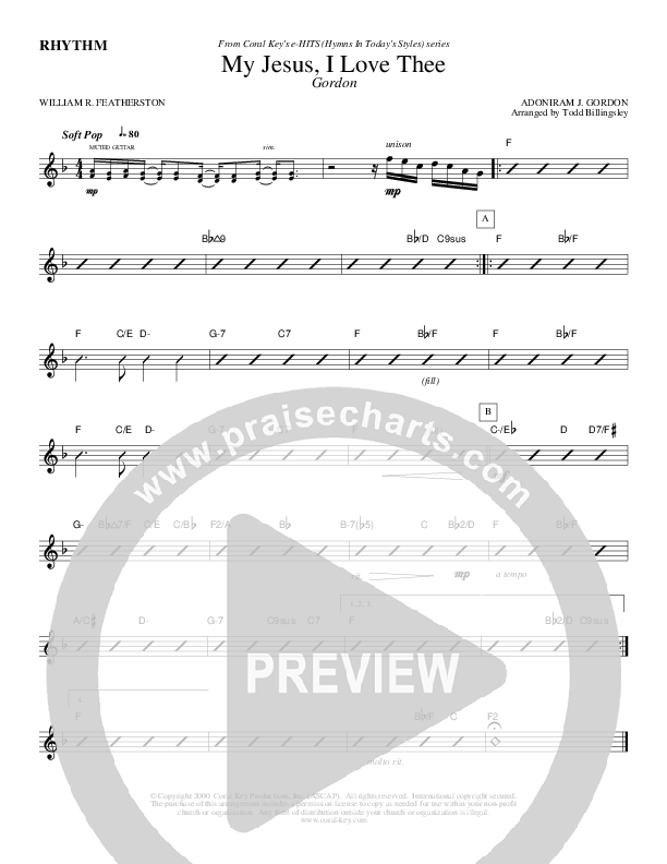 My Jesus I Love Thee Rhythm Chart (Todd Billingsley)