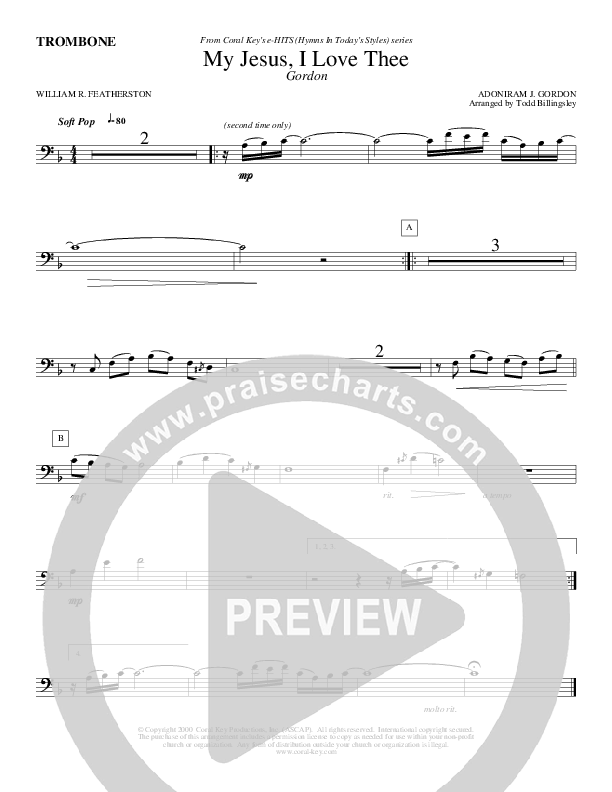 My Jesus I Love Thee Trombone (Todd Billingsley)