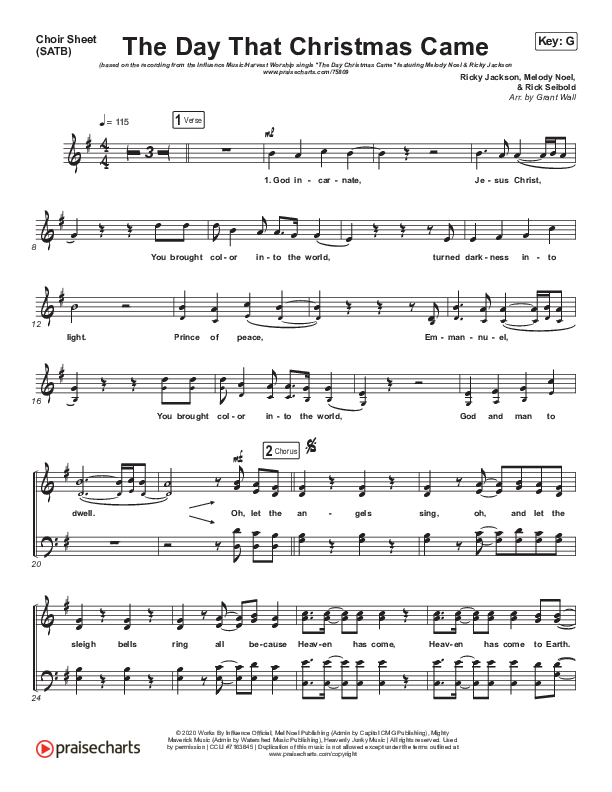The Day That Christmas Came Choir Sheet (SATB) (Influence Music / Ricky Jackson / Melody Noel / Harvest Worship)