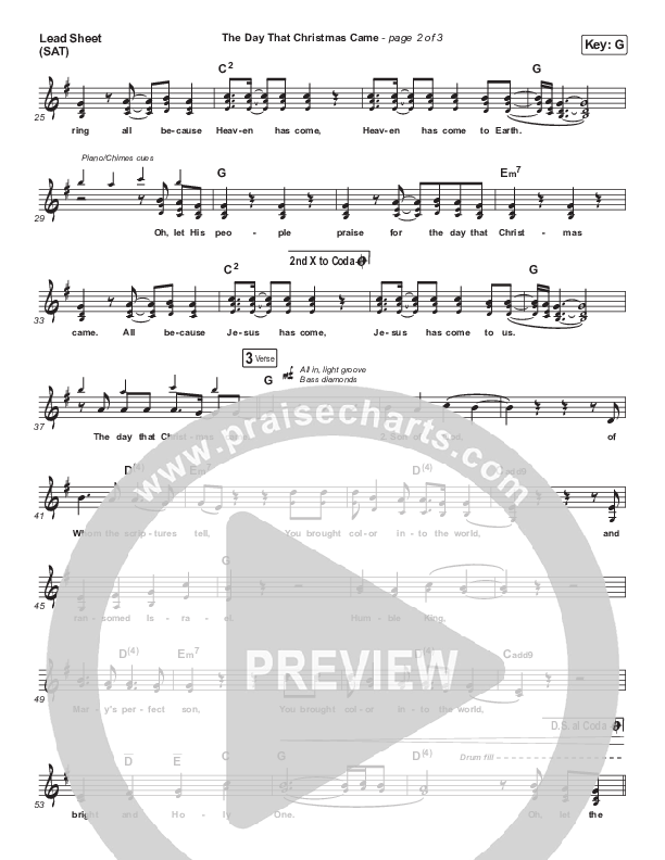 The Day That Christmas Came Lead Sheet (SAT) (Influence Music / Ricky Jackson / Melody Noel / Harvest Worship)