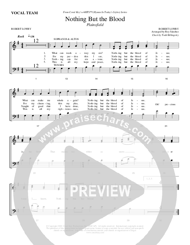 Nothing But The Blood Choir Sheet (Todd Billingsley)