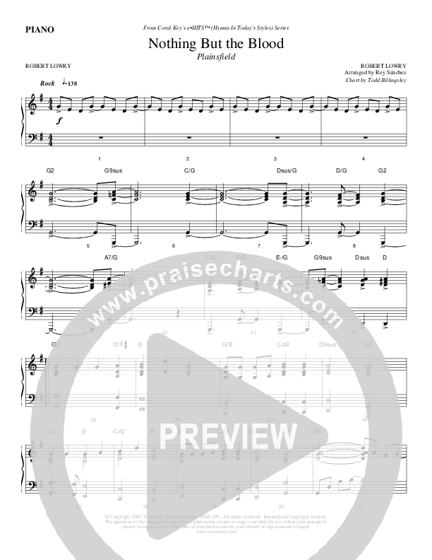 Nothing But The Blood Piano Sheet (Todd Billingsley)