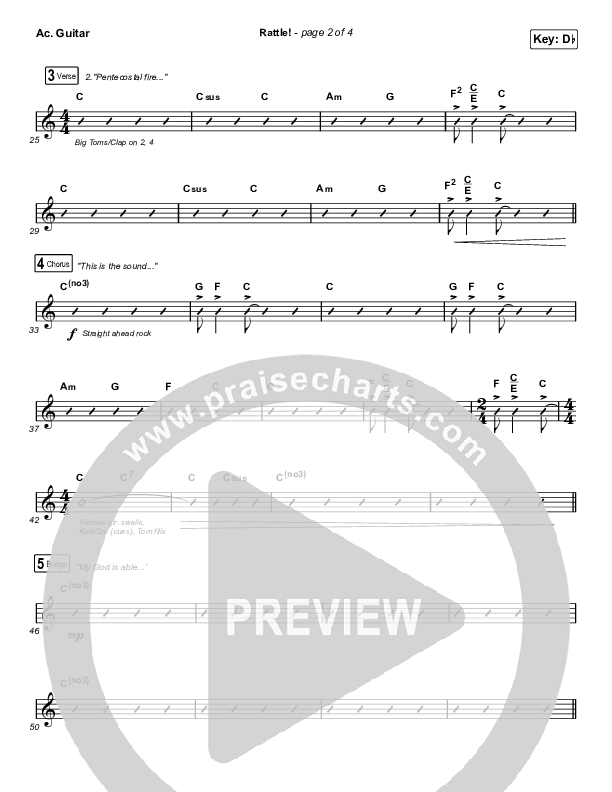 RATTLE! Acoustic Guitar Sheet Music PDF (Zach Williams / Steven Furtick