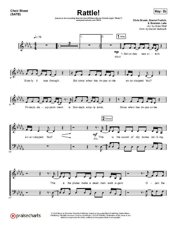 RATTLE! Choir Sheet (SATB) (Zach Williams / Steven Furtick)