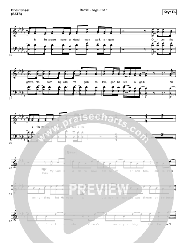 RATTLE! Choir Sheet (SATB) (Zach Williams / Steven Furtick)