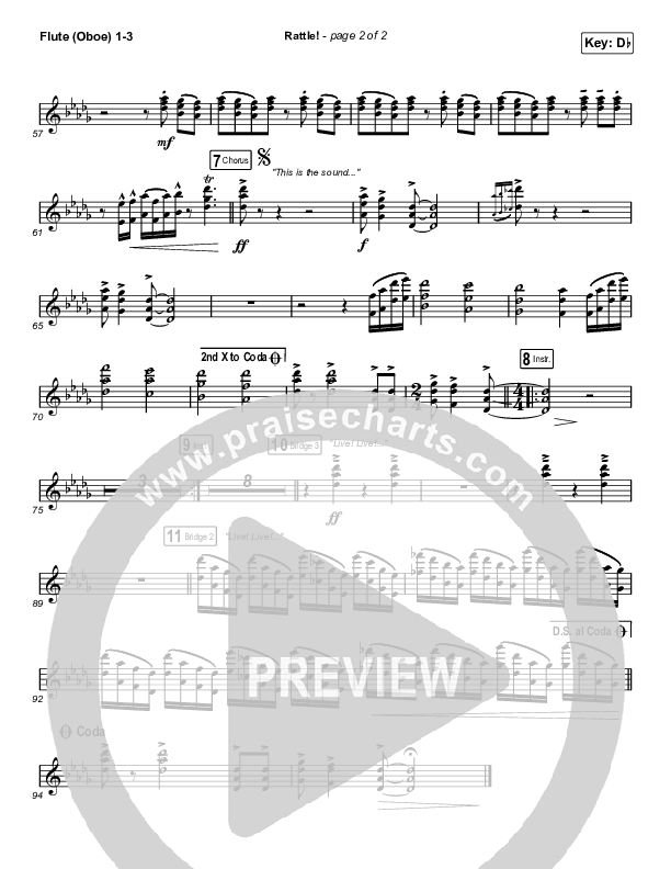 RATTLE! Flute/Oboe Sheet Music PDF (Zach Williams / Steven Furtick
