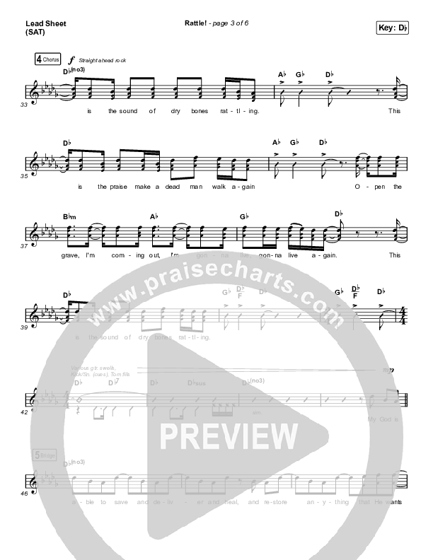 RATTLE! Lead Sheet (SAT) (Zach Williams / Steven Furtick)