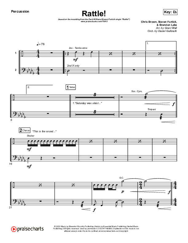 RATTLE! Percussion Sheet Music PDF (Zach Williams / Steven Furtick