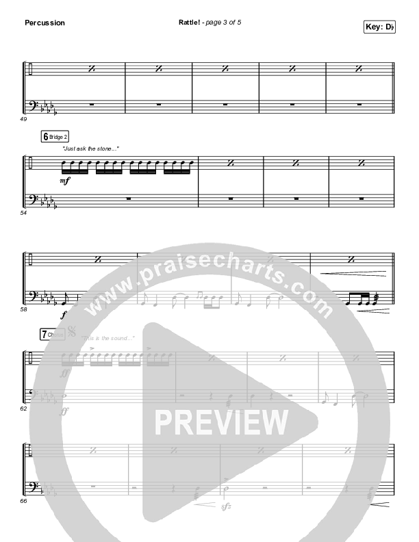 RATTLE! Percussion Sheet Music PDF (Zach Williams / Steven Furtick