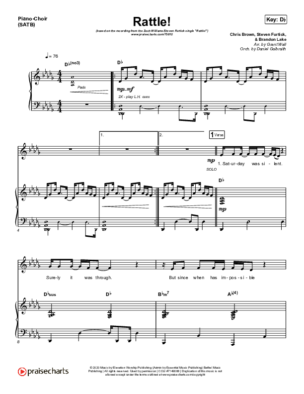 RATTLE! Piano/Vocal (SATB) (Zach Williams / Steven Furtick)
