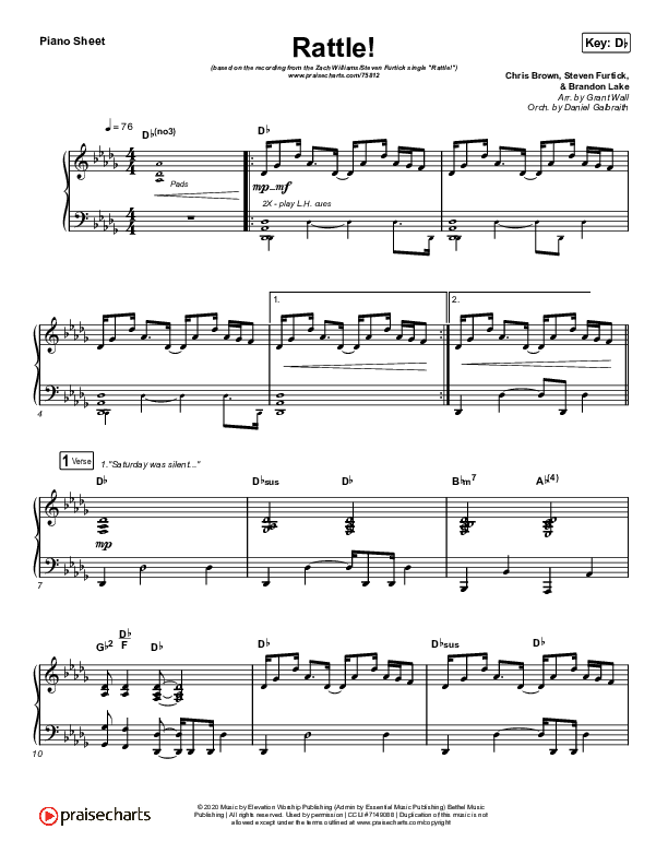 RATTLE! Piano Sheet (Zach Williams / Steven Furtick)
