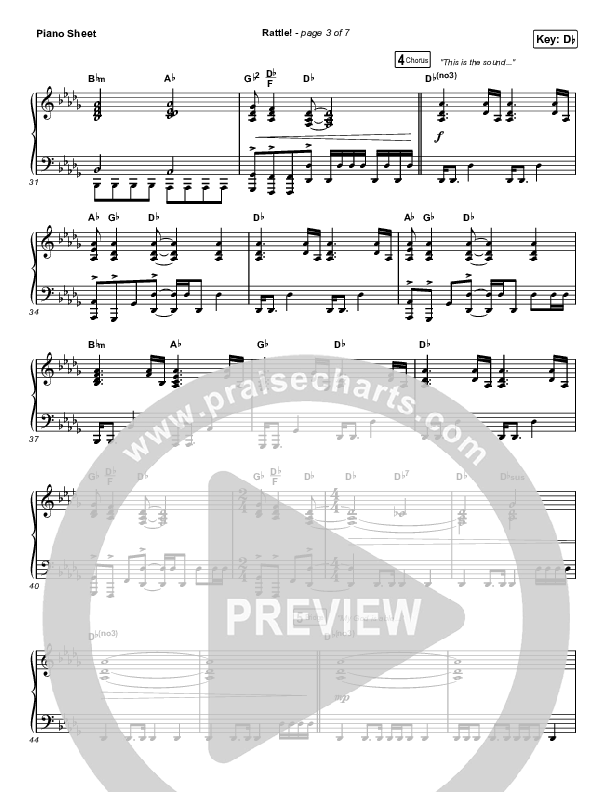 RATTLE! Piano Sheet (Zach Williams / Steven Furtick)