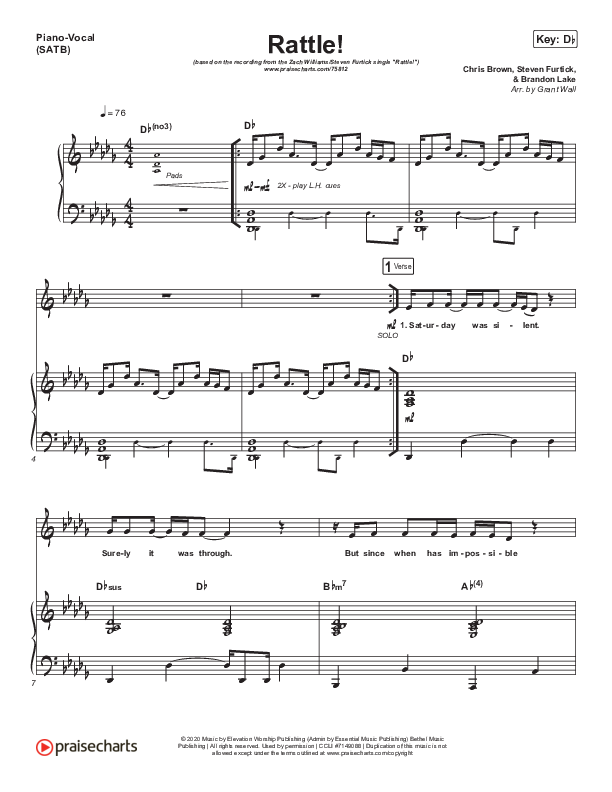 RATTLE! Piano/Vocal (SATB) (Zach Williams / Steven Furtick)