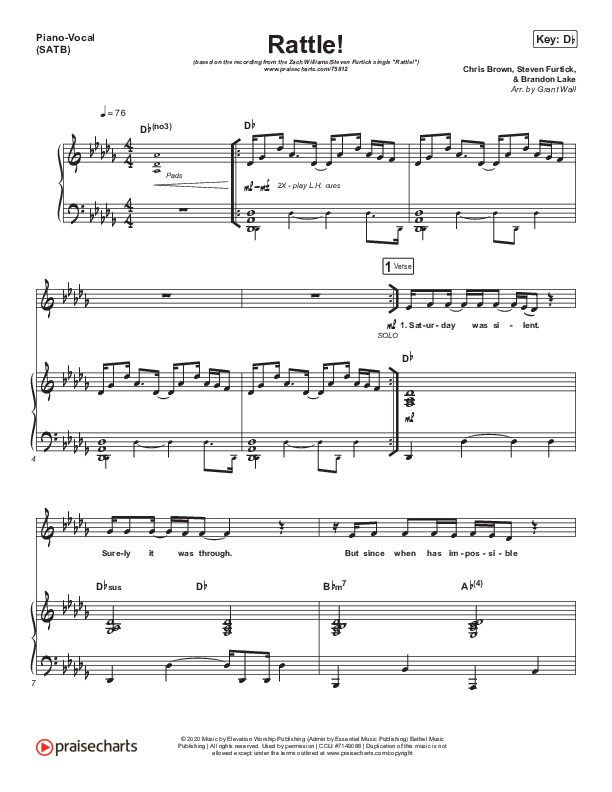 RATTLE! Sheet Music PDF (Zach Williams / Steven Furtick) PraiseCharts