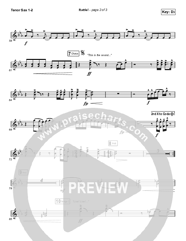 RATTLE! Tenor Sax 1/2 (Zach Williams / Steven Furtick)