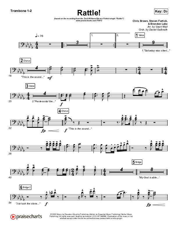 RATTLE! Trombone 1/2 (Zach Williams / Steven Furtick)