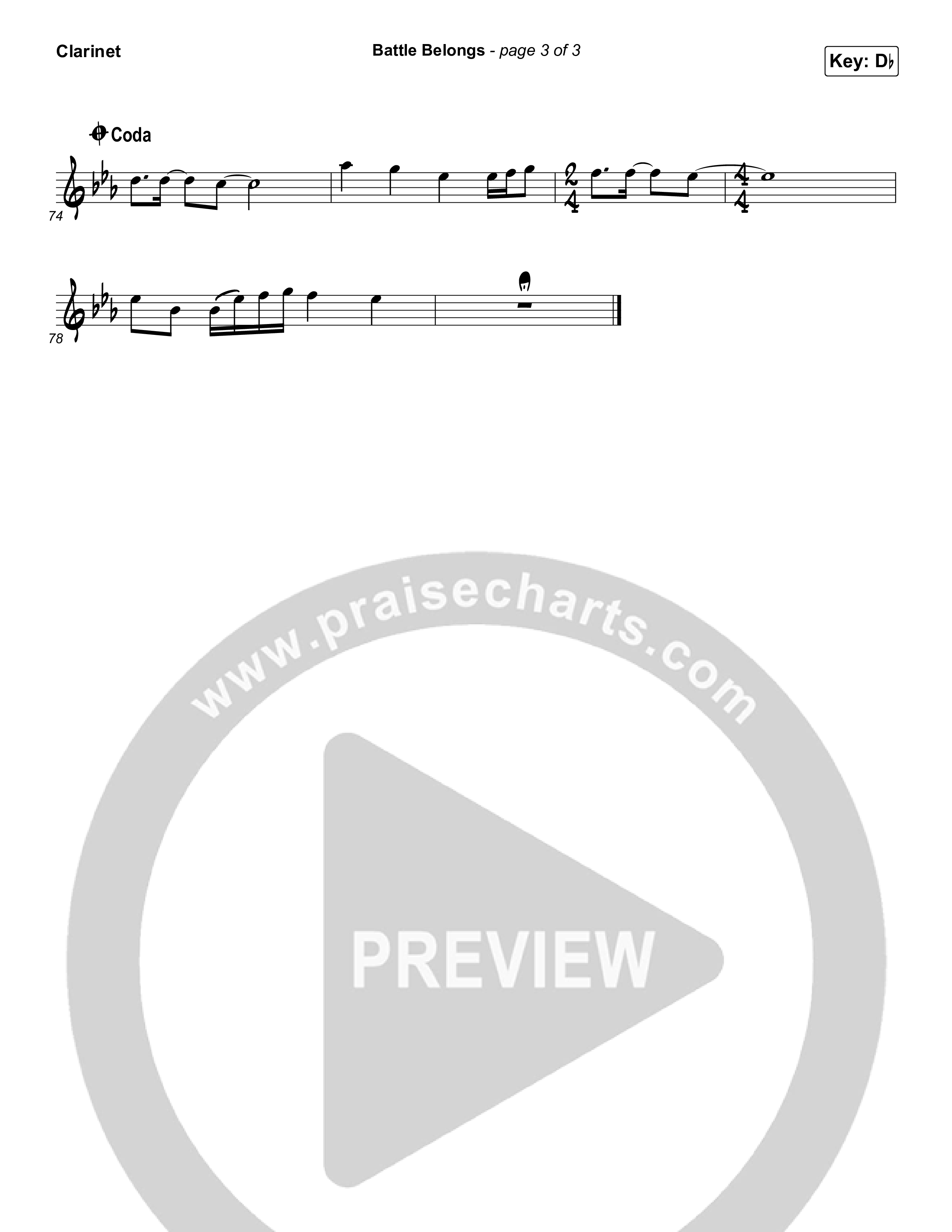 Battle Belongs (Choral Anthem SATB) Clarinet (Phil Wickham / Arr. Luke Gambill)