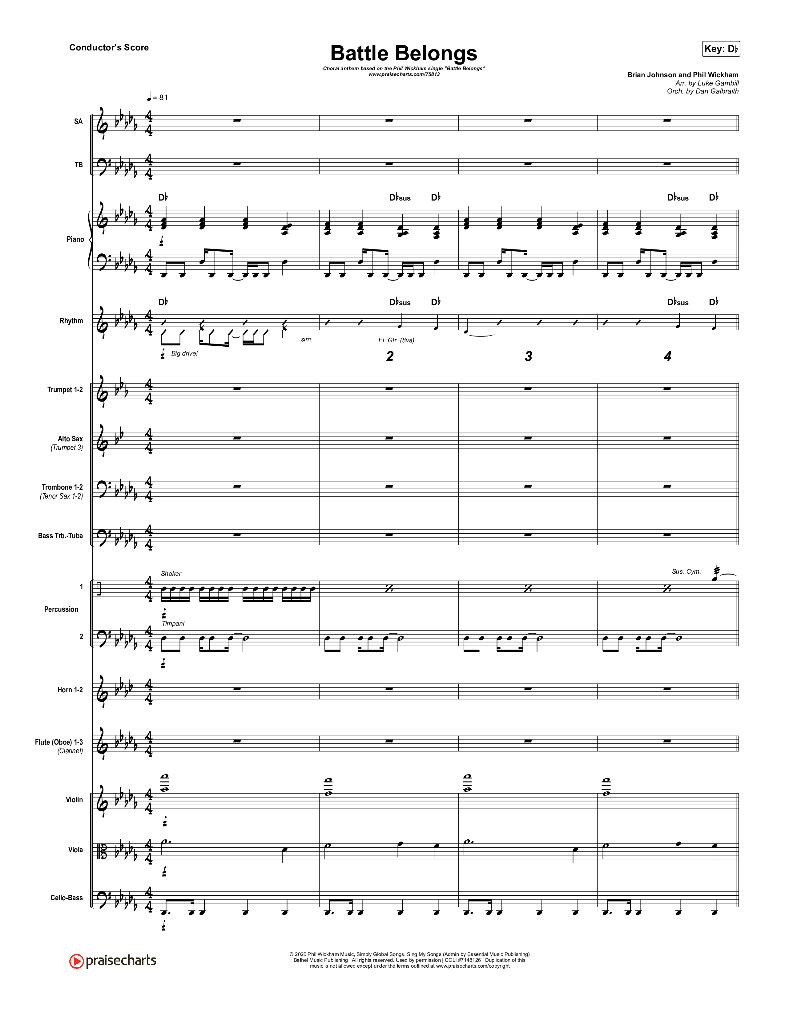 Battle Belongs (Choral Anthem SATB) Conductor's Score (Phil Wickham / Arr. Luke Gambill)