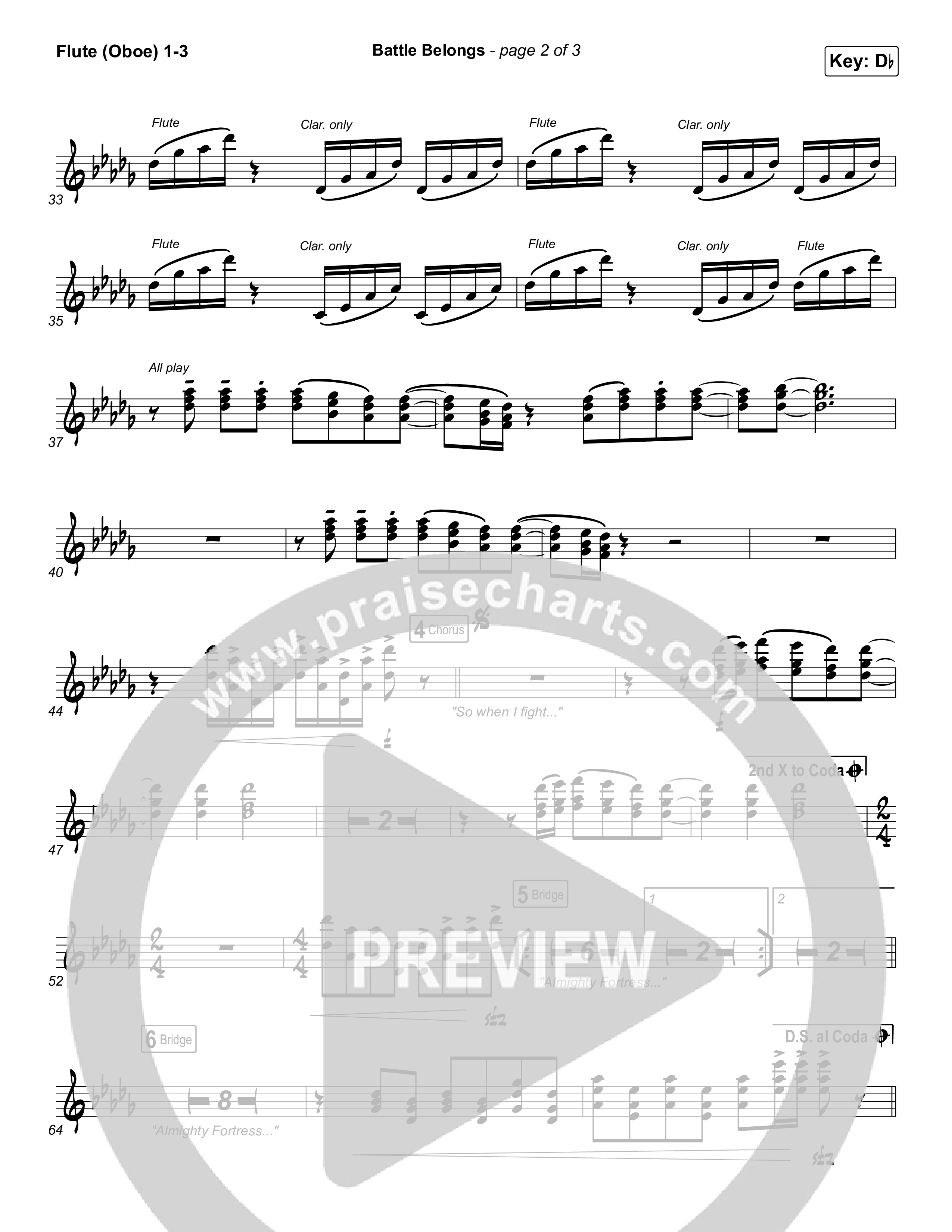 Battle Belongs (Choral Anthem SATB) Flute/Oboe 1/2/3 (Phil Wickham / Arr. Luke Gambill)