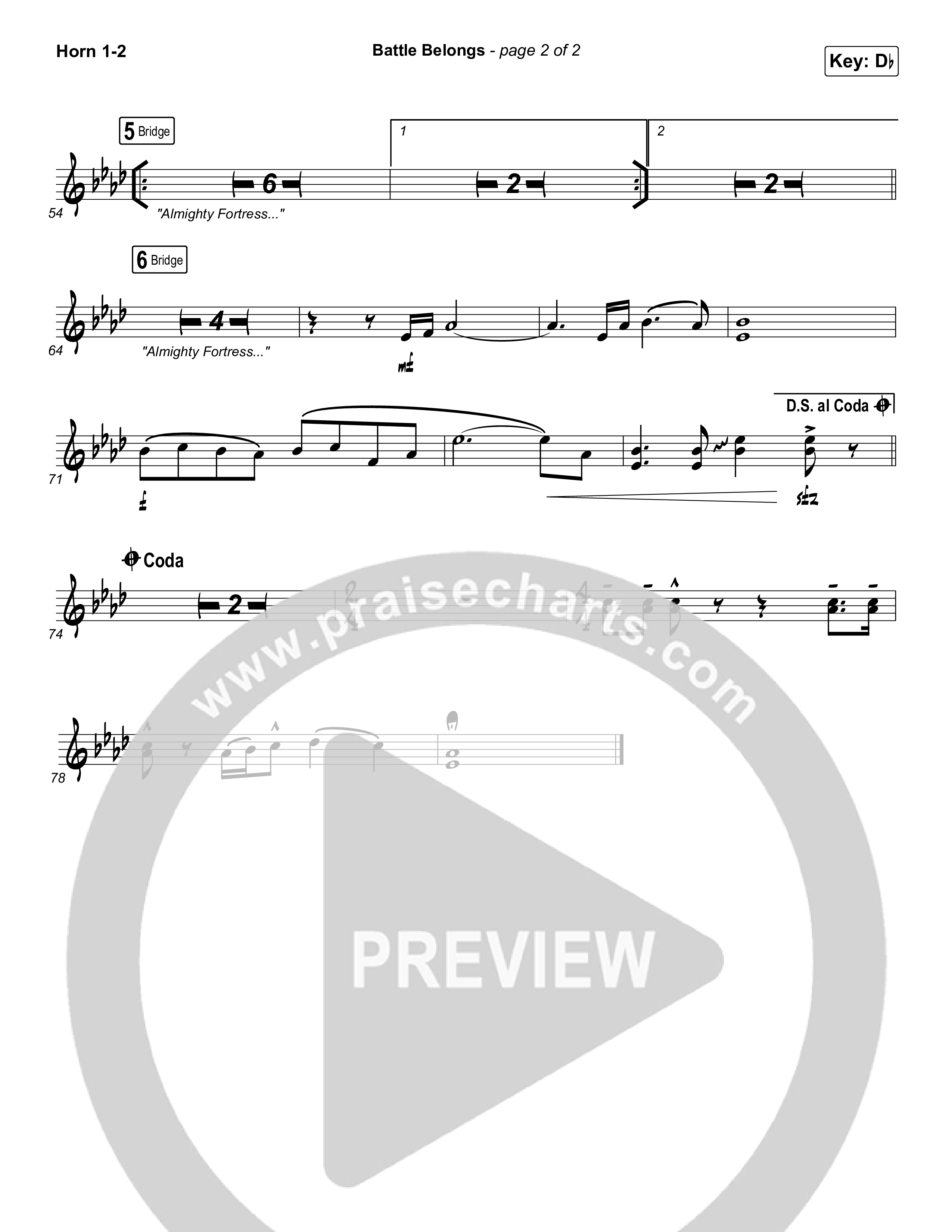 Battle Belongs (Choral Anthem SATB) French Horn 1/2 (Phil Wickham / Arr. Luke Gambill)