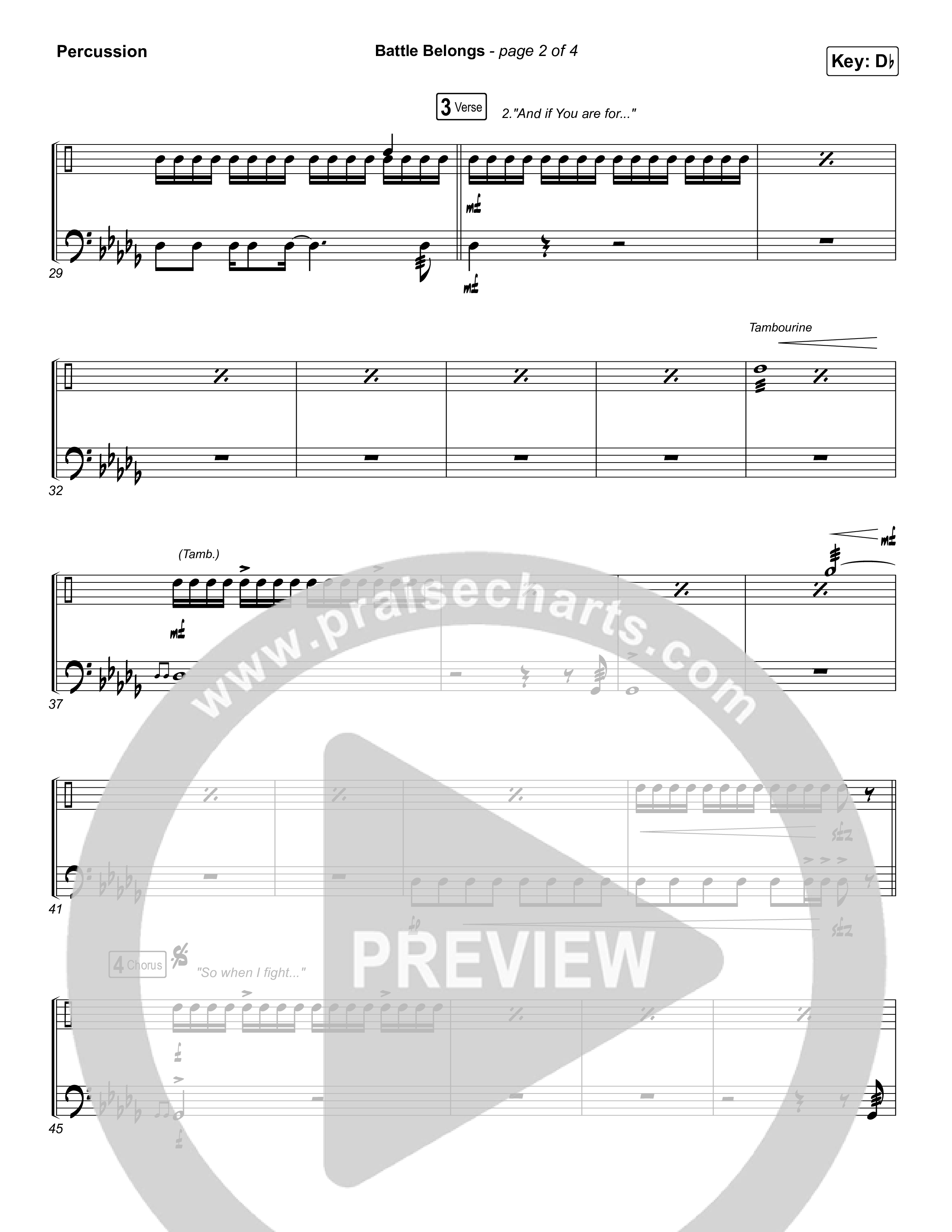 Battle Belongs (Choral Anthem SATB) Percussion (Phil Wickham / Arr. Luke Gambill)