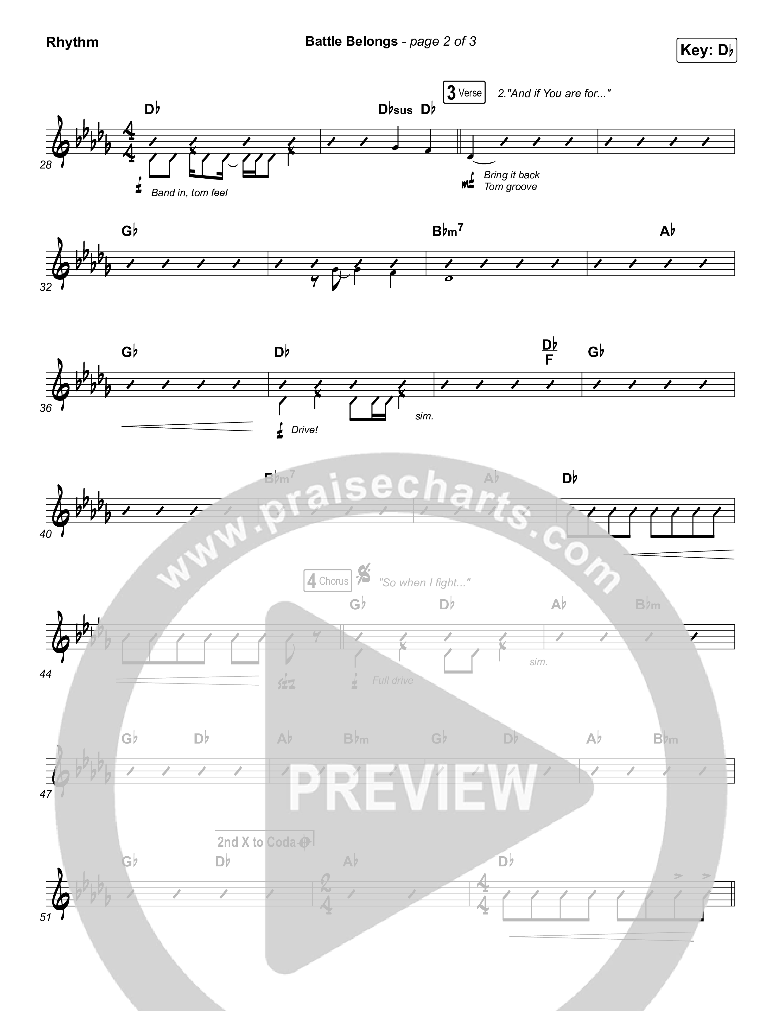 Battle Belongs (Choral Anthem SATB) Rhythm Chart (Phil Wickham / Arr. Luke Gambill)