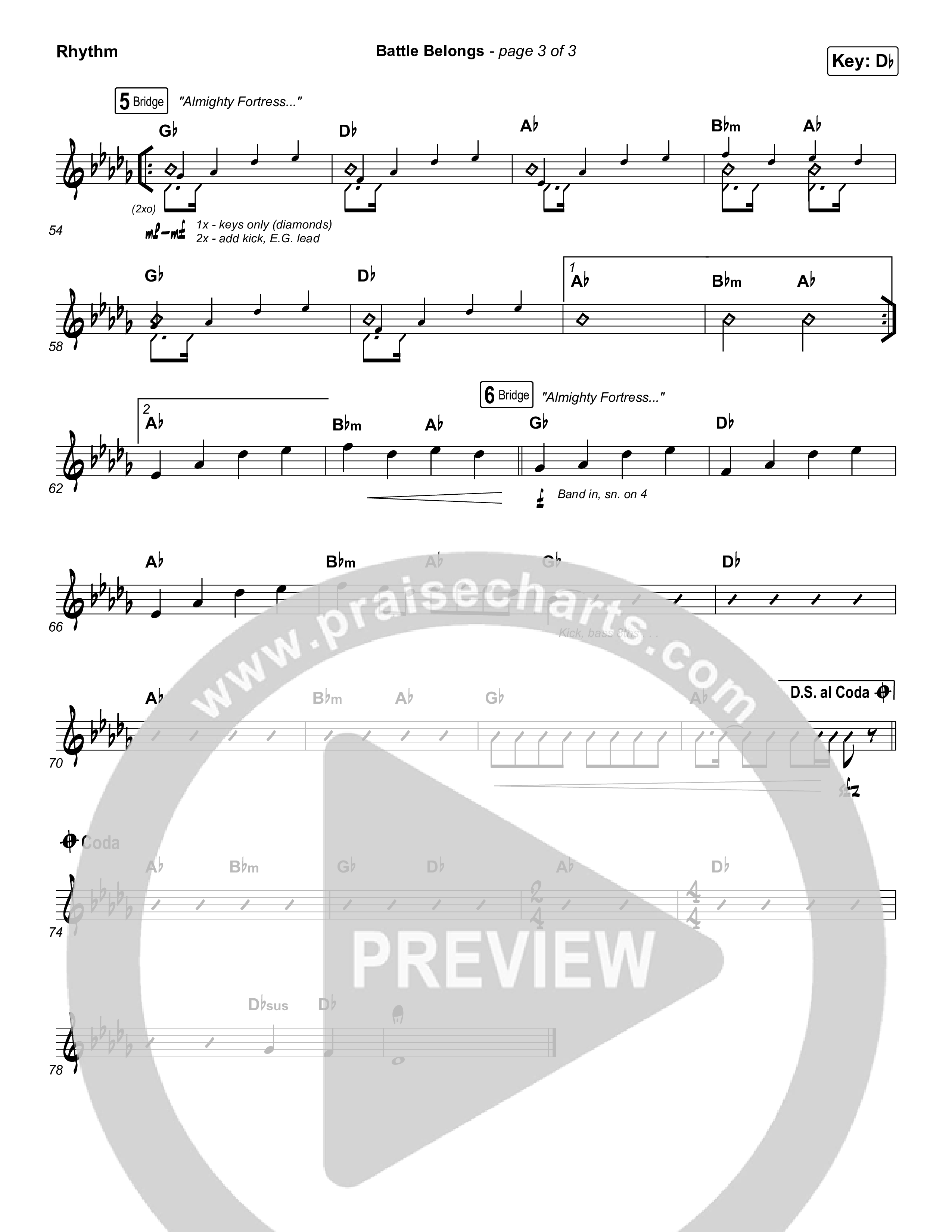 Battle Belongs (Choral Anthem SATB) Rhythm Chart (Phil Wickham / Arr. Luke Gambill)