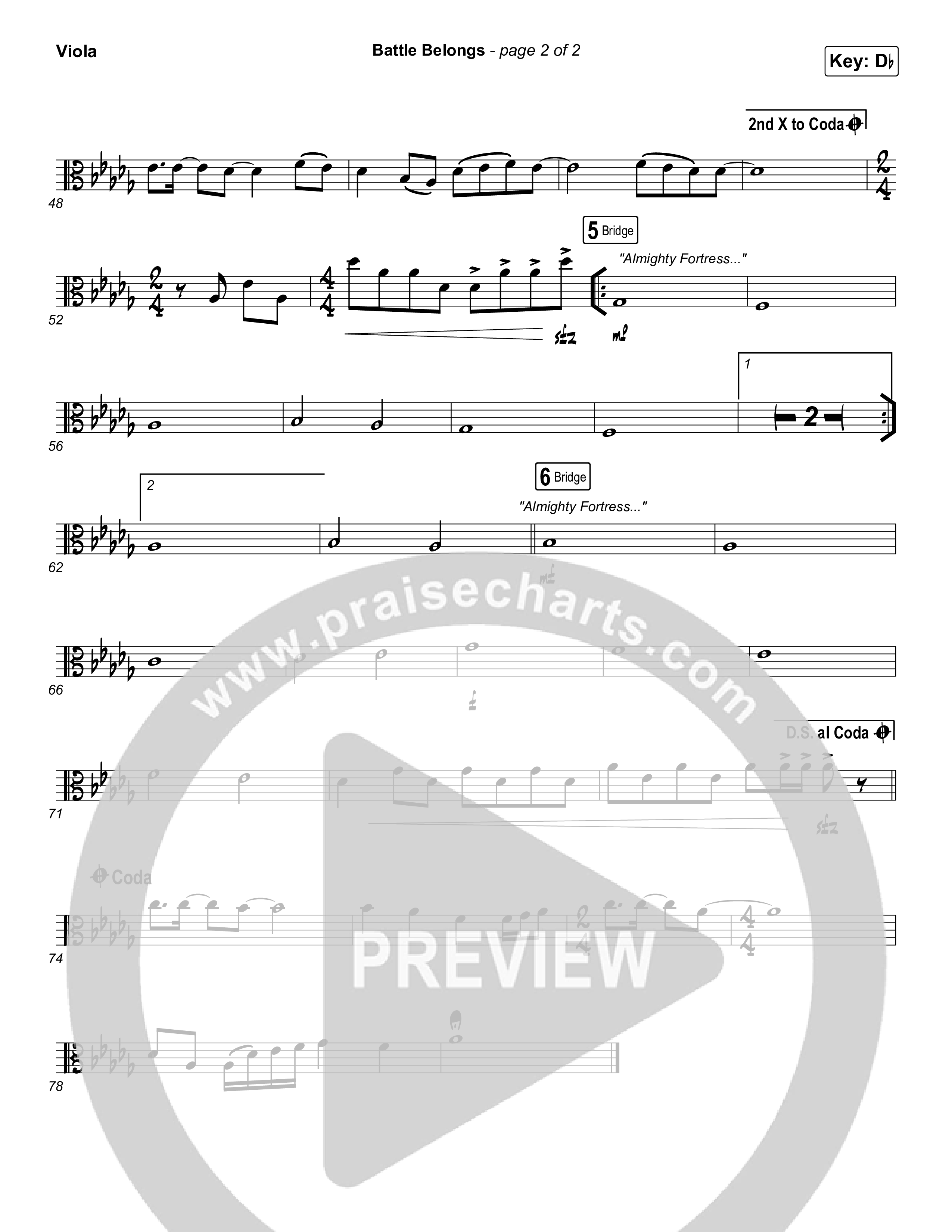 Battle Belongs (Choral Anthem SATB) Viola (Phil Wickham / Arr. Luke Gambill)
