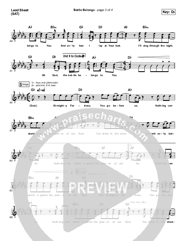 Battle Belongs (Choral Anthem SATB) Lead Sheet (SAT) (Phil Wickham / Arr. Luke Gambill)