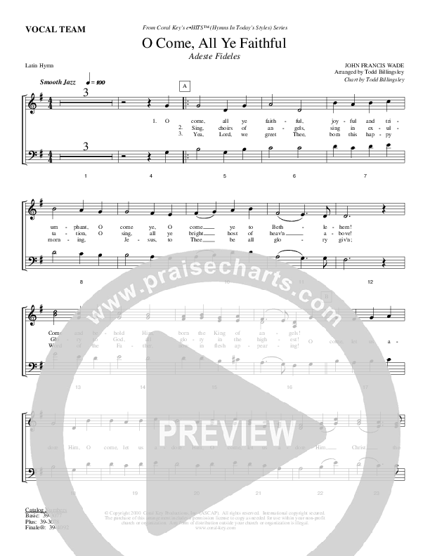 O Come All Ye Faithful Choir Sheet (Todd Billingsley)