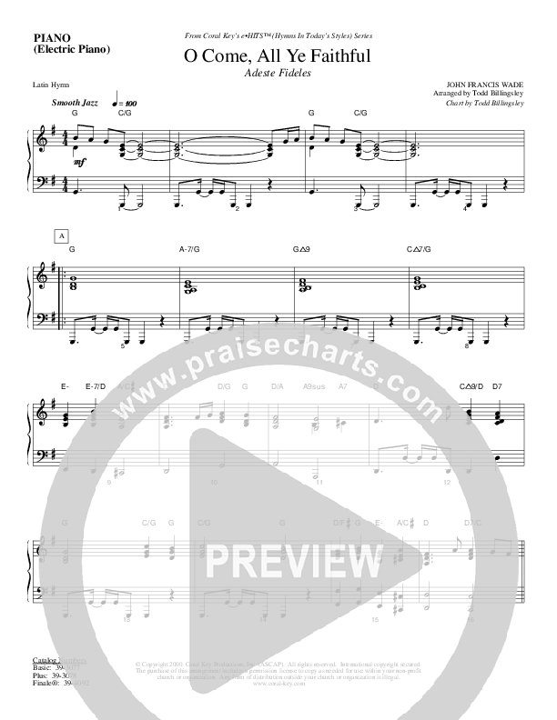 O Come All Ye Faithful Piano Sheet (Todd Billingsley)