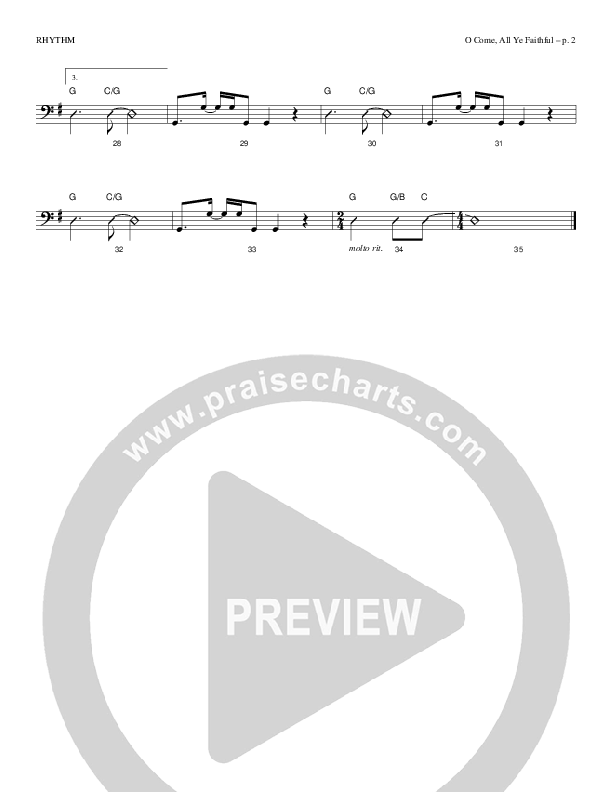 O Come All Ye Faithful Rhythm Chart (Todd Billingsley)