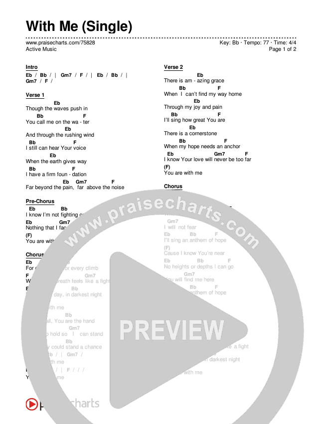 With Me (Single) Chord Chart (Active Music)