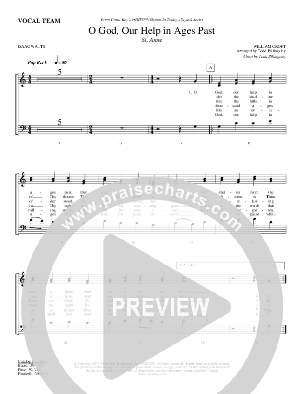 O God Our Help In Ages Past Choir Sheet (Todd Billingsley)