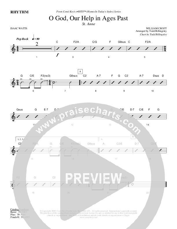 O God Our Help In Ages Past Rhythm Chart (Todd Billingsley)