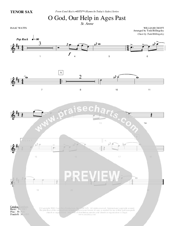 O God Our Help In Ages Past Tenor Sax 2 (Todd Billingsley)