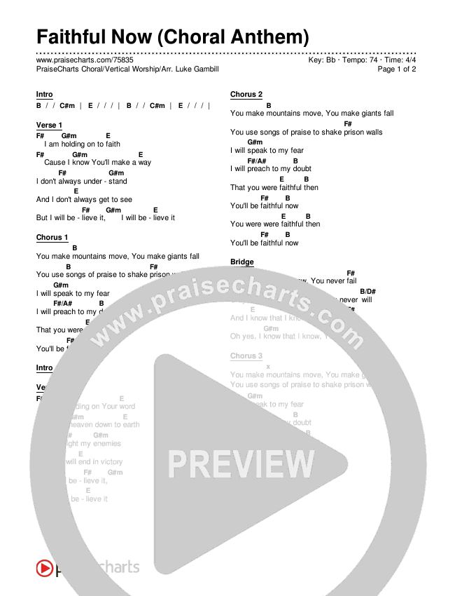 Faithful Now (Choral Anthem SATB) Chords & Lyrics (Vertical Worship / Arr. Luke Gambill)