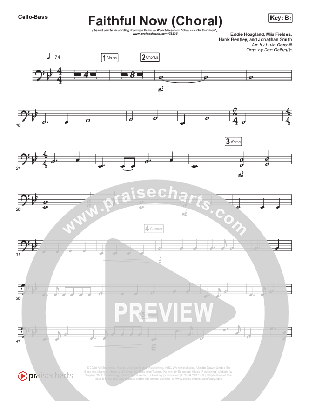 Faithful Now (Choral Anthem SATB) Cello/Bass (Vertical Worship / Arr. Luke Gambill)