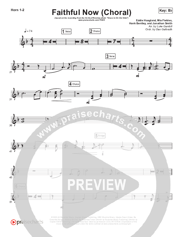 Faithful Now (Choral Anthem SATB) French Horn 1/2 (Vertical Worship / Arr. Luke Gambill)