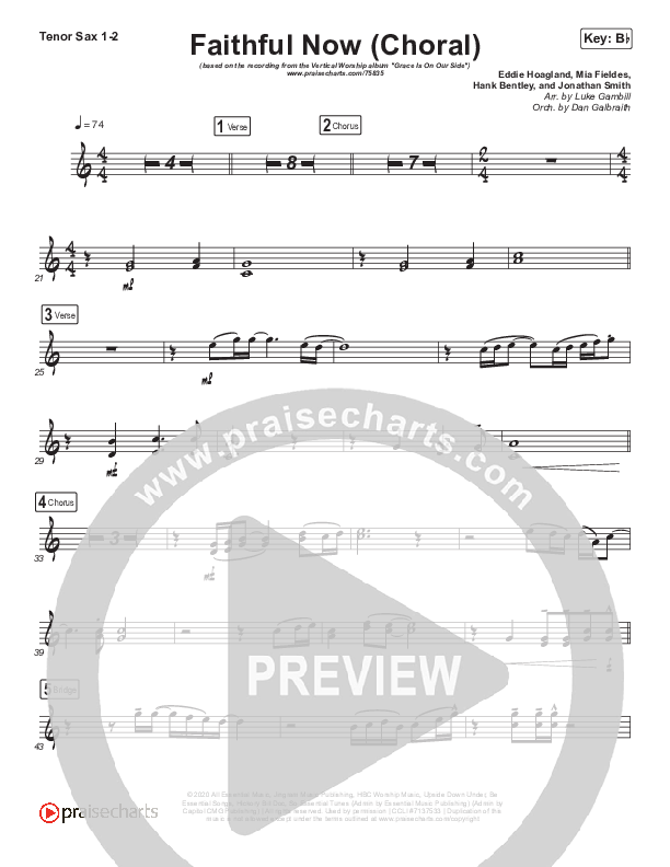 Faithful Now (Choral Anthem SATB) Tenor Sax 1/2 (Vertical Worship / Arr. Luke Gambill)