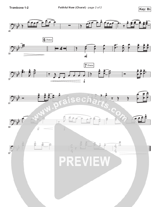 Faithful Now (Choral Anthem SATB) Trombone 1/2 (Vertical Worship / Arr. Luke Gambill)